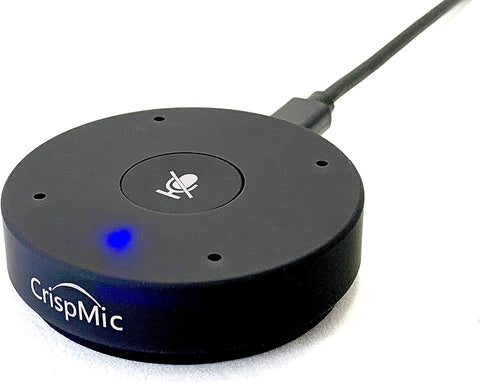 CrispMic®-Conference: AI Powered USB Array Microphone for All Videoconference Apps, 360° Voice Focusing, Tracking, and Capturing Plus Noise Cancellation for Small and Large Conference Rooms