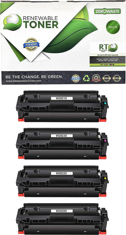 Renewable Toner Compatible High Yield MICR Toner Cartridge Replacement for HP 414X W2020X W2021X W2022X W2023X Laser Printers M454 M479 MFP (Cyan Yellow Magenta Black, with Bypass Chip)