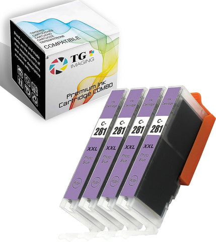 TG Imaging (4 Pack, PB) Compatible Ink Cartridge Replacement for Canon CLI281 Photo Blue Ink Cartridge CLI-281 PGI 280 281 for TR7520 TS6120 TS8120 Inkjet Printer