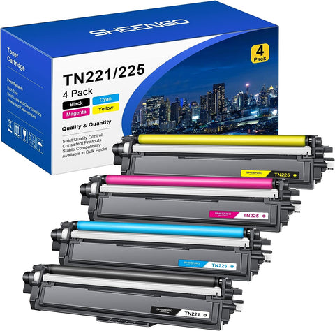 TN221 Toner Cartridges Replacement for Brother TN221 TN225 TN221BK to use with HL-3170CDW MFC-9130CW MFC-9340CDW HL-3140CW HL-3180CDW Printer (4 Pack)