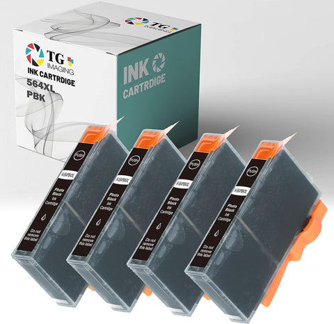 TG Imaging (4 Pack Photo Black) Compatible HP 564 XL 564Xl Ink Cartridge (High Yield, PB) for HP 5510 5511 5514 6510 7510 7515 e-All-in-One C510 C5300 C5324 C5370 Inkjet Printer