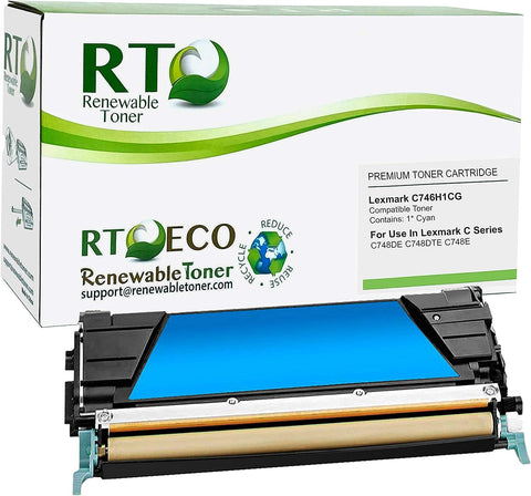 Renewable Toner Compatible Toner Cartridge Replacement for Lexmark C746H1CG C746 C Series C746 C748 (Cyan)