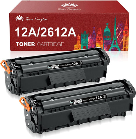 Toner Kingdom Compatible Toner Cartridges Replacement for HP 12A Q2612A Use with Laserjet 1020 1022 3050 1018 1012 3015 3055 1022n M1319F 3030 3052 1010 Printer (Black, 2-Pack)