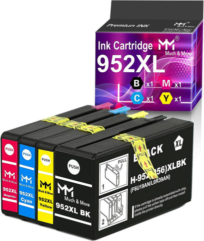 MM MUCH & MORE Compatible Ink Cartridge Replacement for HP 952XL 952 XL High Yield to Used for OfficeJet Pro 8710 8720 7740 8740 7720 8210 8715 8730-New Upgraded Chips (Black, Cyan, Magenta, Yellow)