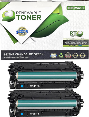 Renewable Toner Compatible Toner Cartridge Replacement for HP 508A CF361A Color Laser Printers E55040 MFP M533 M552 M553 M577 (Pack of 2 Cyan)