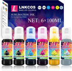 LNKCOS 600ML Sublimation Ink for Epson EcoTank ET-8500 ET-8550 Wide-Format Supertank Printers (6 Color, 6×100ML, BK PB C M Y K Grey, Bigger Bottles with More Ink to Fill The Tanks)