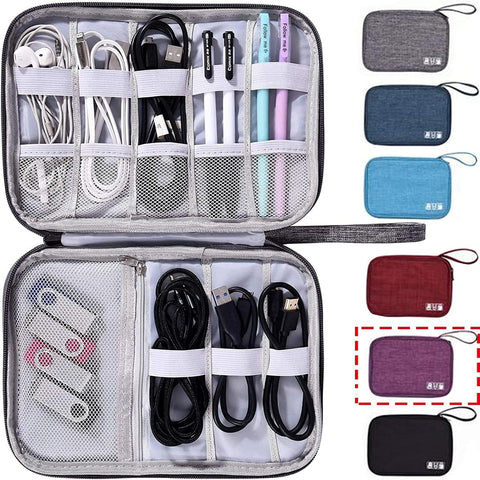 Electronics Organizer Bag, Shockproof Carrying Case Hard Protective EVA Case, Small Travel Cable Organizer Bag Pouch Portable Electronic Accessories Storage Case for Cable,Cord,Hard Drive,Earphone,USB