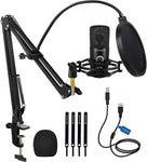 FDUCE USB Streaming Microphone Kit, Professional 192Khz/24bit Studio Mic with Arm Stand Advanced Chipset, PC Microphone for Singing, Gaming, Podcast, Zoom, Online-Teaching, YouTube, X9