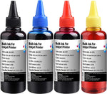 JUNCAI 4 Color Ink refill kit for HP 950 951 932 933 60 61 952 902 901 62 63 21 22 920 940 934 564 711 970 971 94 95 96 Ink Cartridges, (1 Black 1 Cyan 1 Magenta 1 Yellow) 100ML x4 Bottle,with Syringe