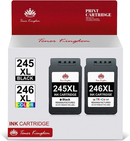 Toner Kingdom 245XL 246XL Ink Cartridge Black Color Combo Compatible Replacement for Canon PG-245XL CL-246XL 243XL 244XL for PIXMA MX492 MX490 MG2522 MG2922 MG2520 MG2920 MG2420 TR4520 TS3122 Printer