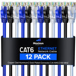 Maximm Cat 6 Ethernet Cable 1.5 Ft, (12-Pack) Cat6 Cable, LAN Cable, Internet Cable and Network Cable - UTP (Multicolor)