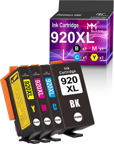 MM MUCH & MORE Compatible Ink Cartridge Replacement for HP 920XL 920 Work with Officejet 6500 6500A 6000 7000 7500 7500A E709 Printer (4-Pack, Black, Cyan, Magenta, Yellow)