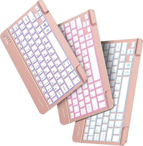 OMOTON iPad Keyboard, Wireless Bluetooth Backlit Keyboard for iPad 9th/8th 7th Generation 10.2, iPad Pro 11/12.9, iPad Air 10.9/10.5, iPad Mini, 7-Color Backlit/Rechargeable/Ultra-Slim, Rose Gold