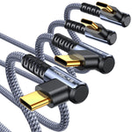 USB C Cable 3.2A,[4-Pack, 10+6.6+3.3+1.6FT] MRGLAS Type C Charger Fast Charging Cable Right Angle [90° & Gold-Plated] Durable Nylon Braided USB A to Type C Cord Compatible Samsung S10 S9 Note 8 S21 LG