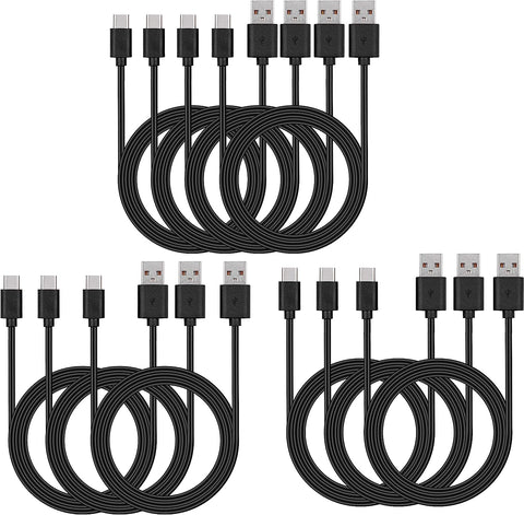 Smays USB C Cable Bulk 10-Pack 3ft, Type C Phone Charger Lot Black