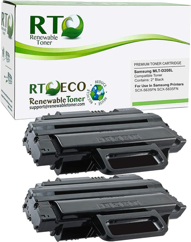 Renewable Toner Compatible Toner Cartridge Replacement for Samsung MLT-D208L D208L SCX Printers SCX-5635FN SCX-5835FN (Pack of 2)