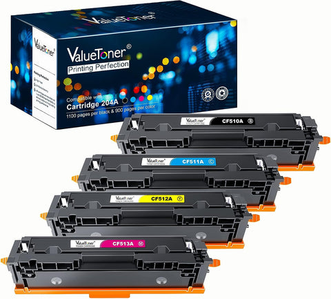 Valuetoner Compatible Toner Cartridge Replacement for HP 204A CF510A CF511A CF512A CF513A to use with Color Laserjet Pro MFP M180nw M154nw M180n M154a MFP M181fw Printer Tray(4-Pack)