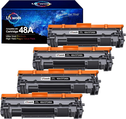 Uniwork 48A CF248A Toner Compatible Toner Cartridge Replacement for HP 48A CF248A Toner Cartridge HP Compatible with Laserjet Pro M15w M29w M30w M31w MFP M28w M29a M15a M16w Printer Toner, 4 Black