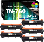 (Pack of 5) Compatible Replacement for TN760 TN730 Toner Cartridge TN 730 760 TN-730 TN-760 (5-Black, High Yield) Used in Laser Printer HL-L2350DW HL-L2370D MFC-L2710DW DCP-L2550DW, Sold by GTS