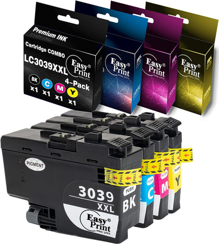 EASYPRINT (1-Set) Compatible LC-3039xxl Ink Cartridge Replacement for Brother LC3039xxl for MFC-J5845DW, J5845DW XL, J5945DW, J6545DW, J6545DW XL, J6945DW, (Black, Cyan, Magenta, Yellow)