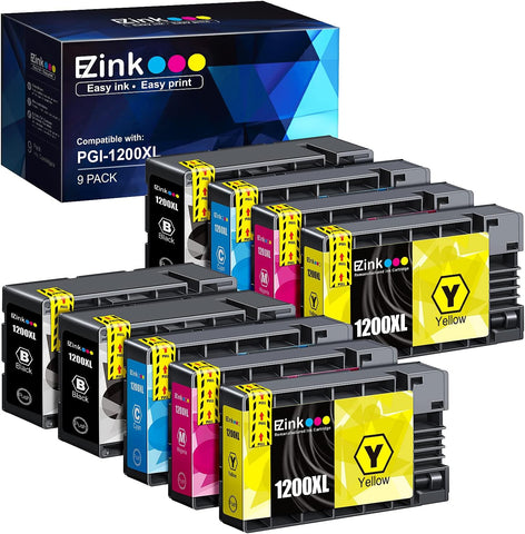 E-Z Ink (TM Compatible PGI-1200XL Ink Cartridge Replacement for Canon PGI-1200 XL for Maxify MB2720 MB2320 MB2120 MB2350 MB2050 MB2020 Printer (3 Black, 2 Cyan, 2 Magenta, 2 Yellow, 9-Pack)