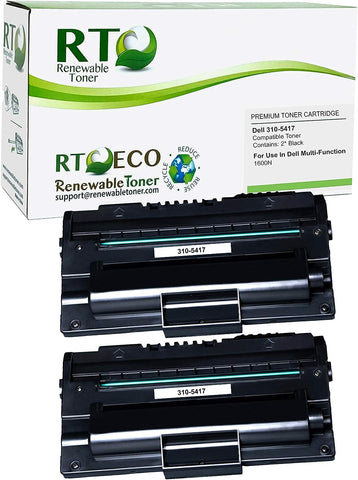 Renewable Toner Compatible Toner Cartridge Replacement for Dell 310-5417 X5015 Laser 1600 (Pack of 2 Black)