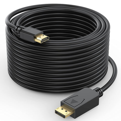 UVOOI 4K DisplayPort-DP to HDMI Cable 50FT, Display Port to HDMI Cable 50 Feet Adapter, 4K&3D, Video/Audio, 15.24M for HDTV, Monitor, Projector