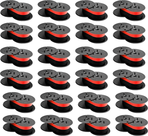 HALLOLUX 24 Pack Replacement for GR24 GR24BR Universal Twin Spool Calculator Ribbon use with Nukote BR80c, Sharp El 1197 P III, Porelon 11216, Dataproducts R3027 (Black/red, Individually Sealed)