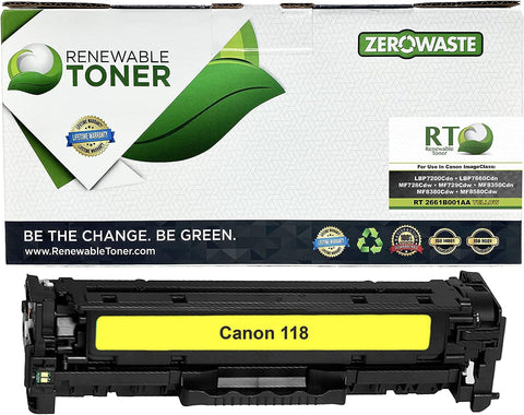 Renewable Toner Compatible Toner Cartridge High Yield Replacement for Canon 118 2659B001AA ImageClass LBP7200Cdn LBP7660 MF726 MF729 MF8350 MF8380 MF8580 (Yellow)