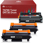 Toner Kingdom Compatible TN760 Toner Cartridge and DR730 Drum for Brother TN760 TN-760 TN730 TN-730 DR730 for Brother HL-l2395dw HL-L2350DW MFC-L2710DW Printer (2 Toners, 1 Drum Unit)