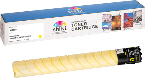 Shiki Compatible Toner Cartridge Replacement for Konica Minolta bizhub (Full Color) C258 C308 C368 TN324Y A8DA230 (Yellow, 26000 Pages)