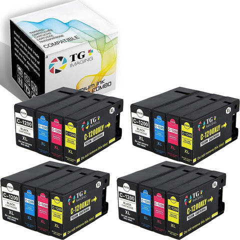 TG Imaging (16 Pack) Compatible PGI-1200XL Ink Cartridge Replacement for Canon PGI1200 Ink Cartridge PGI 1200 XL (4 Sets, 4xBCYM) PGI-1200 for MAXIFY MB2320 MB2020 MB2720 MB2120 Inkjet Printers