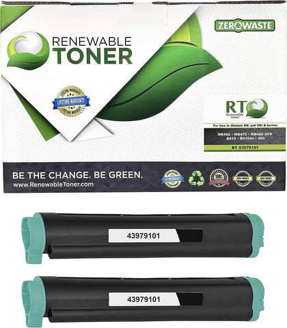 Renewable Toner Compatible Toner Cartridge Replacement for Okidata B410 43979101 MB and OKI B Series MB460 MB470 MB480 MFP B410dn 460 (Pack of 2)