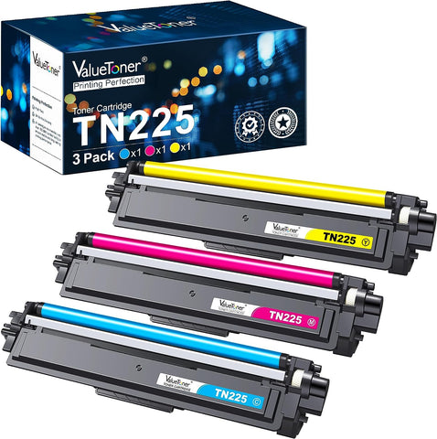 Valuetoner Compatible Toner Cartridge Replacement for Brother TN221BK TN221 TN225 TN 221 TN 225 to use with HL-3140CW HL-3170CDW MFC-9330CDW MFC-9340CDW MFC-9130CW (Cyan,Magenta, Yellow, 3 Pack)