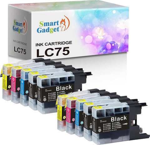 [ 10 Pack ] Smart Gadget Compatible Ink Cartridge Replacement Brother LC 75XL LC75XL LC75 [4B+2C+2Y+2M] | Use with MFC-J6510DW J6710DW J6910DW J435W J625DW J280W J5910DW J825DW Printers