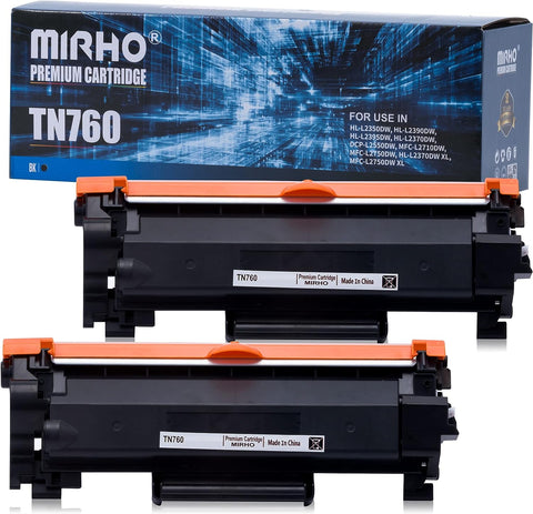 MIRHO Compatible Toner Cartridge Replacement for Brother TN-760 TN730 for HL-L2350DW HL-L2390DW HL-L2395DW HL-L2370DW DCP-L2550DW MFC-L2710DW MFC-L2750DW Printer,3000 Page Yield(Black, 2-Pack)