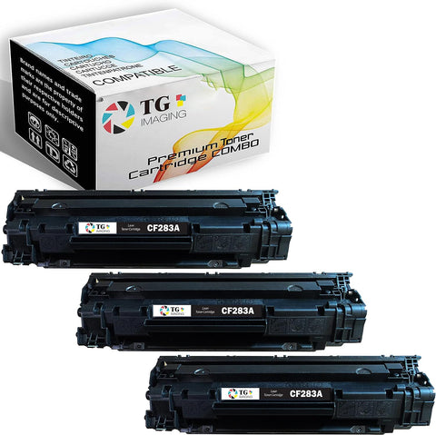 TG Imaging (3xBlack) 3-Pack Replacement for HP 83A Toner Cartridge CF283A 3xBlack 3x83A HP83A for HP Pro MFP M125nw M125a MFP M127fw M127fn MFP M201dw MFP M225dw M225dn Toner Printer