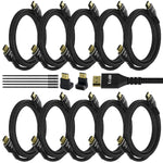 4K HDMI Cable 6 Feet (10 Pack), Ultra HD HDMI 2.0 Cable, Nylon Braided & Gold Connectors, 4K @ 60Hz, 2K,1080P, HDCP 2.2, ARC, Bulk HDMI Cables for Laptop, Monitors, HDTV, PS5, Xbox One & More