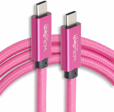 WiRoTech Samsung Galaxy S22 Compatible Charging Cable, USB C 3.1 Gen2 10Gbps, Samsung S21 S20 Note, Meta Quest 2, Compatible with MacBook iPad and PC (Hot Pink, 1 Foot)