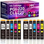 MM MUCH & MORE Compatible Ink Cartridge Replacement for Canon PGI-220 CLI-221 PGI220 CLI221 used FOR Pixma IP3600 MP560 MX860 MX870 (10-Pack, 2 Large Black, 2 Small Black, 2 Cyan, 2 Magenta, 2 Yellow)