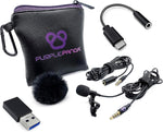 Purple Panda PC USB Lavalier Lapel Microphone for Computer with USB C and USB A Adapter - Compatible with MacBook, Laptop, iMac, Desktop - Plug & Play Clip On Lav Mic with 9.8ft Extension Cord