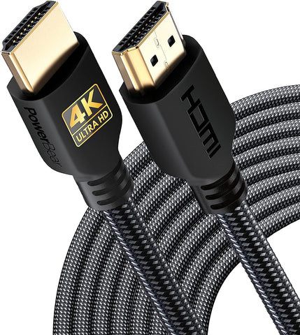 PowerBear 4K HDMI Cable 30 ft | High Speed Hdmi Cables, Braided Nylon & Gold Connectors, 4K @ 60Hz, Ultra HD, 2K, 1080P, ARC & CL3 Rated | for Laptop, Monitor, PS5, PS4, Xbox One, Fire TV, & More