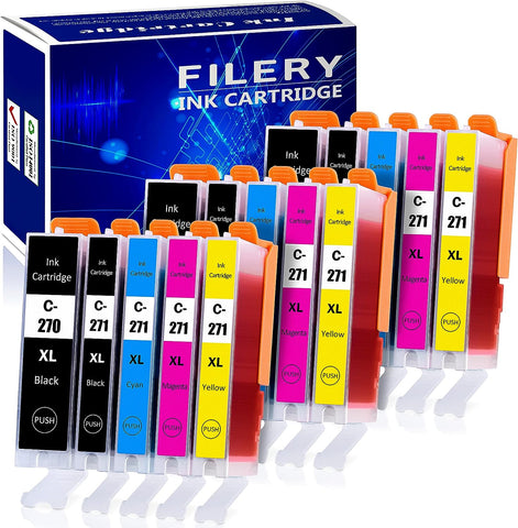 Filery 15-Pack Compatible Ink Cartridge Replacement for Canon PGI-270XL CLI-271XL Ink 270XL 271XL Used for PIXMA MG7720 MG5720 MG6820 TS8020 TS9020 TS6020 MG6821 MG5721 MG5722 MG6822 TS5020 Printer