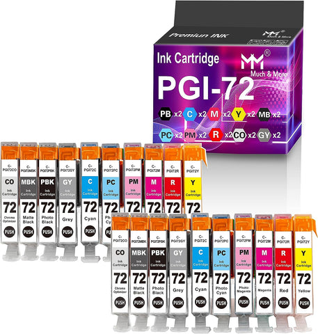 MM MUCH & MORE Compatible Ink Cartridge Replacement for Canon PGI72 PGI-72 to Used for Pixma Pro-10s Pixma Pro-10 Series Printers (20-Pack, 2 x Each PBK, MBK, C, M, Y, PC, PM, R, GY, CO) 2-Set