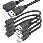 SaiTech IT 4 Pack 15cm Short USB 3.0 Male A to Female A Extension Cable 5GBps for Laptop/PC/Mac/Printers- Black