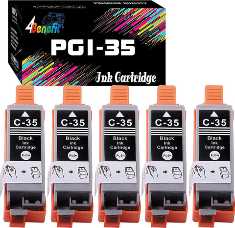 4Benefit (Set of 5) Compatible PGI-35 CLI-36 PGI 35 CLI 36 Ink Cartridge PGI35 (5xBlack) Used for PIXMA IP100B IP100 IP110 Inkjet Printer