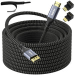 DisplayPort to HDMI Cable 4K 20FT Ultra HD Uni-Directional Active DP to HDMI Cord Support 4K@60Hz, 2K@120Hz, 1080P for HDTV, Monitor, Projector with 5 Cable Ties, 2 HDMI Adapter - 20 Feet