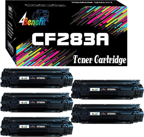 4Benefit (Set of 5) Compatible Replacement 83A 283A CF283A Toner Cartridge 83A (Black, 5PK) Combo-Pack for Used in Pro M201dw M201n MFP M125a M125rnw M125nw M127fn M225dn Laser Printer