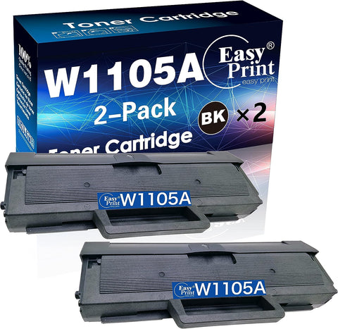 EASYPRINT Compatible (2 Pack) 1105A Toner Cartridges Replacement for HP 105A W1105A Used for MFP135a MFP135w MFP137fnw 107a 107w, (2X Black)