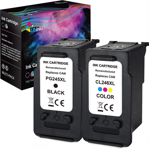 Ubinki 245 XL 246 XL High Yield Ink Cartridge for Canon PG-245 XL CL-246 XL Compatible with Canon Pixma MX490 MX492 TR4520 TS3120 TS3320 MG2520 MG2522 MG2922 MG3022 IP2820 Printer PG245